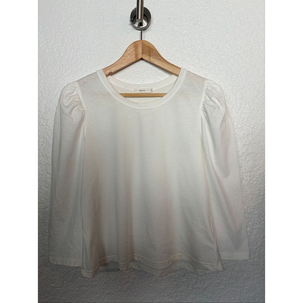 A.L.C. Karlie Tee Long Puff Sleeve Top White Size M - Picture 4 of 12